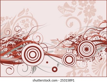 Grunge floral background, vector illustration series.