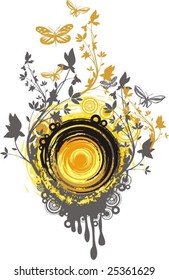 Grunge floral background, vector illustration series.