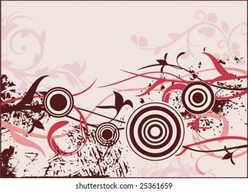Grunge floral background, vector illustration series.