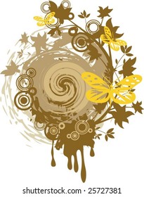 Grunge floral background, vector illustration series.