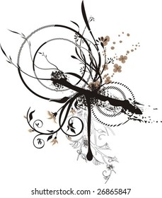 Grunge floral background, vector illustration series.