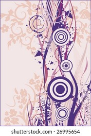 Grunge floral background, vector illustration series.