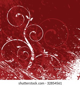 grunge floral background, vector illustration