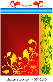 Grunge floral background. Vector illustration.