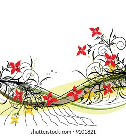 Grunge floral background, vector illustration