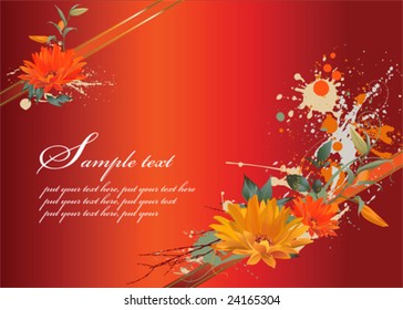 Grunge floral background, vector images scale to any size.