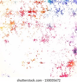 Grunge floral background. Vector watercolor background. Floral pattern.