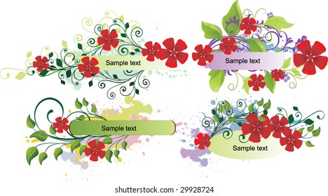 grunge floral banners