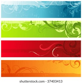 Grunge floral banners with copy space in seasonal colouring.