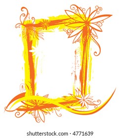 Grunge Floral Border Background