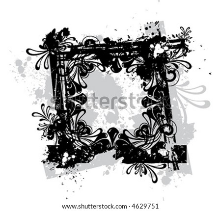 Grunge Floral Border Background