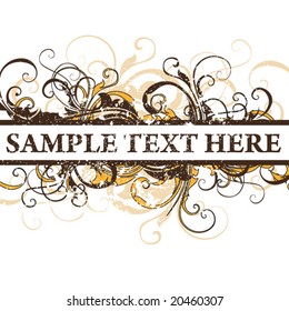 Grunge floral border for text. Vector.