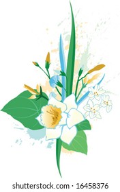 Grunge floral composition, vector illustration