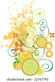 Grunge floral composition, vector illustration.