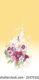 Grunge floral composition. Vector illustration scale to any size. All elements and textures are individual objects.