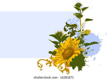 Grunge floral composition for your text, vector illustration