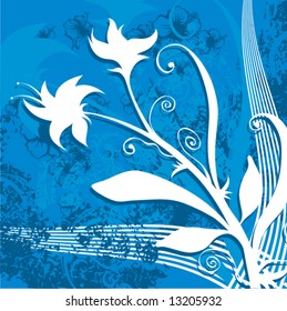 Grunge floral design, vector illustration series.