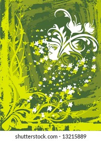 Grunge floral design, vector illustration series.