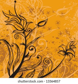 Grunge floral design, vector illustration series.