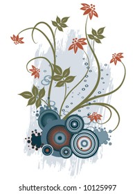 Grunge floral element