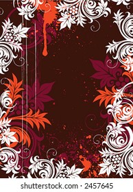 Grunge floral frame