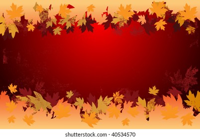 grunge floral frame, autumn vector