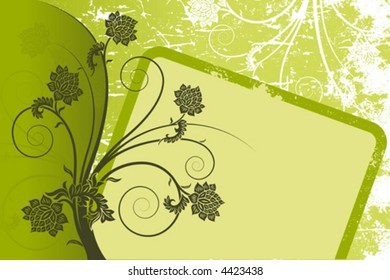 Grunge floral frame background vector illustration