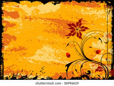 Grunge Floral Frame for design, vector illustration
