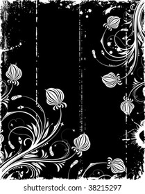 Grunge Floral Frame for design, vector illustration