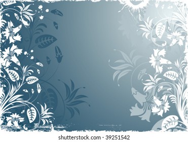 Grunge Floral Frame for design, vector illustration