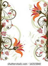 Grunge floral frame, element for design, vector illustration
