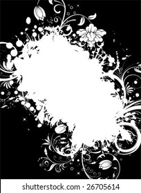 Grunge Floral Frame, element for design, vector illustration