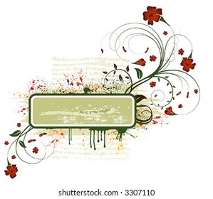 Grunge floral frame, element for design, vector illustration