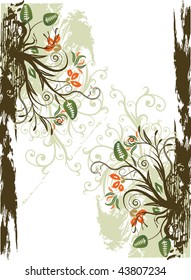 Grunge floral frame with space for text