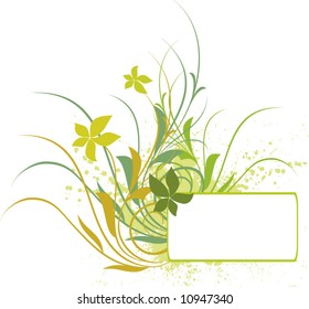 grunge floral frame - vector