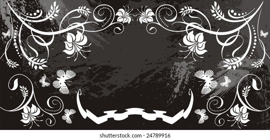 grunge floral label