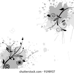 grunge floral ornament vector