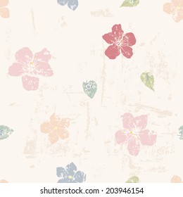 Grunge floral seamless pattern