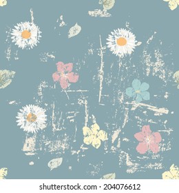 Grunge floral seamless pattern