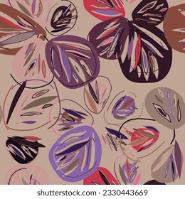 Grunge floral seamless pattern. Abstract art vector illustration. Perfect for fashion prints, graphics, backgrounds and crafts. 