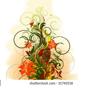 grunge floral vector