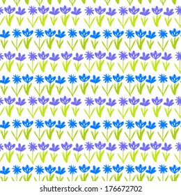 Grunge floral vector pattern with small hand drawn flowers. Seamless texture for web, print, wallpaper, home decor, spring summer fashion textile, fabric, wrapping paper or invitation card background