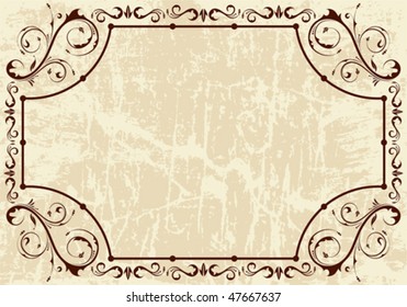 Grunge Floral Vintage frame, vector illustration