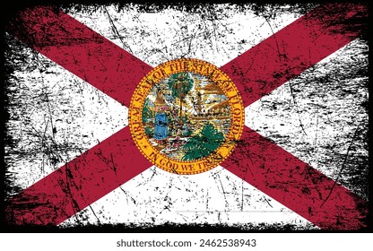 Grunge Florida Flagge. Vektorgrafik-Flagge Floridas.