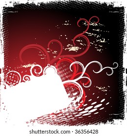 Grunge flower background with swirl waves, element for design, vector illustration