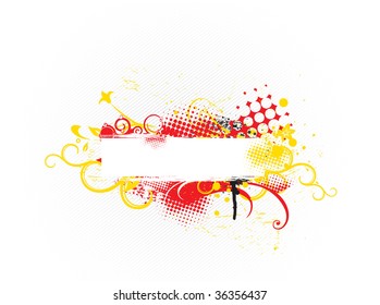 grunge flower background with swirl waves, element for design, vector illustration