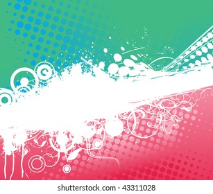 Grunge flower background with swirl waves, element for design, vector illustration