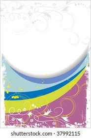 Grunge flower background with waves element for design