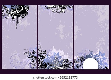 grunge flower decorative elements collection background