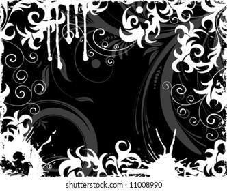 Grunge flower frame, element for design, vector illustration